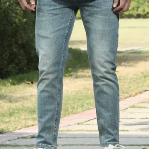 Men's Casual Faded Sky Blue Slim Fit Jeans